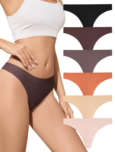 ANSUKOO Stringtrosor Dam,String Trosor Underkläder Flerpack,Seamless Thong | 6 Pack Lågmidjade Women Underwear Brazilian Stringtrosa,Sömlösa Tanga Damtrosor,Invisible Trosa, Panties for Women