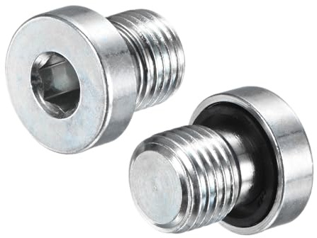 M METERXITY 2-Pack M12x1.25mm Inner Hex Head Pipe Fitting Plug, Carbon Steel Sensor Socket Plug with Seal O-Ring for Terminate Pipe Ends/High Pressure Washer, Sealing Screw