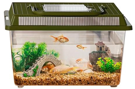 Moreeulsi Faunarium, 23 x 13 x 15,5 cm Reptilienkäfig, PET-Reptilienhalter, Fisch-Aquarium, kleines Aquarium, Futterbox mit Griff, transparente tragbare Futterbox, Schlüpfträger für Schnecke, Outdoor