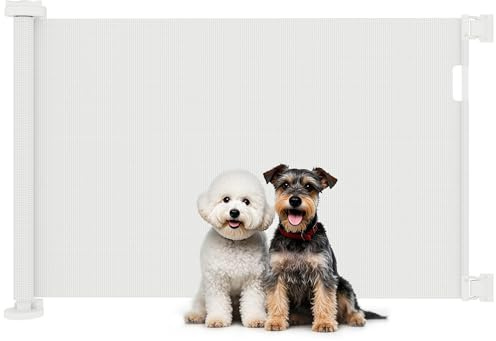 PawHut Barrera de Seguridad Retráctil para Perros Pequeños 0-136 cm Blanco