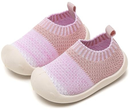 Zapatos Transpirables para bebés Primeros Pasos Zapatillas Antideslizantes con Goma Botas Interior Exterior niños niñas Calcetines sin Cordones Calzado Infantil cómodo Ligero diseño (18 Infant)