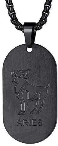 FaithHeart Collana Uomo Collana Nero Militare 12 Segni Zodiacali Collana Uomo Collana Personalizzata Nome Testo Incisione Collana Acciaio Inox Ciondolo Ovale Catena 55+5 CM Impermeabile Anallergico