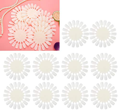 10 Stück/Set Nagelschablonen, 180pcs Nagel Ständer mit Künstlichen Spitzen, Nagellack Gel Palette Nagelkunst Übungskarte für Nagelstudio Ausstellung zum Bemalen mit UV Gel/Nailart