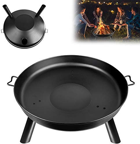 LZQ Brasero avec Pieds Anti-Rouille Brazier Foyer Rond pour extérieur Terrasse Cheminée Brasero à Bois de Jardin Balcon Barbecue Noir Type E : Ø 80 cm