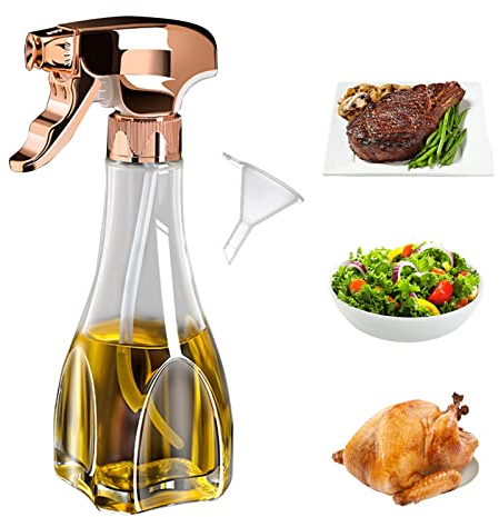 Holzsammlung Spruzzatore Olio, 240 ml Nebulizzatore Olio di Oliva Spruzzatore per Cottura, Bottiglia Spray Cucina Spruzzino Aceto in Vetro per Friggitrice ad Aria, Barbecue, Insalata, Cottura, Pasta