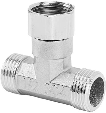 Jeanoko Raccords de Plomberie de Tuyau en T, Raccord de Tuyau 3 Voies en T 304 Adaptateur de Tuyau de Connecteur de Tuyau en Acier Inoxydable G1/2 pour L'air de l'eau(Filetage Femelle Moyen)