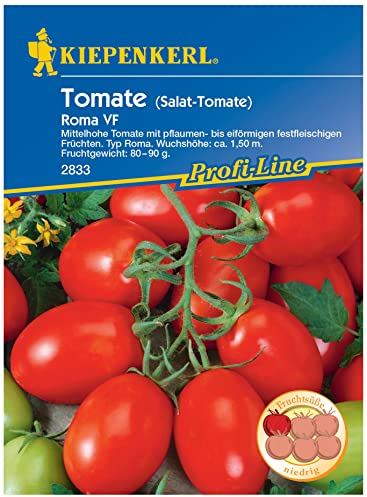 2833 Kiepenkerl Premium Tomatensamen Roma | Festfleischig | Cherry Tomaten Samen | Eiförmig | Cocktailtomaten Samen | Cherry Tomaten Samen | Tomaten Saatgut | Rispentomaten Samen