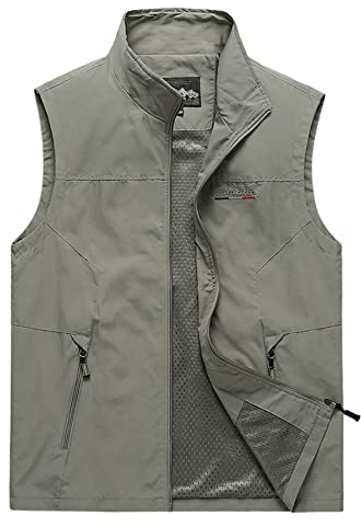 Btmpmcs Herren Outdoor Weste mit Vielen Taschen Schnelltrocknende Anglerweste Leicht Atmungsaktiv Ärmellose Jacke Jagd Fotografie Camping Weste Nylon Multifunktionsweste