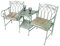 Dibor 2 Seater Garden Bench with Table Green Vintage Style Garden Sofa Patio Set with Set of Machine Washable Recycled Cotton Box Cushions Love Seat Patio Balcony Lawn Decking Furniture