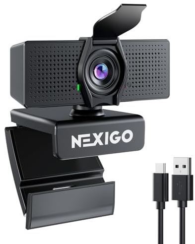 NexiGo N60 Pro (Gen 2) 1080P Webcam with Distortion-Free Lens, USB 3.0 to Type-C Data Cable, Noise Reduction Mic & Privacy Cover, for Zoom/Skype/Teams/Webex, Laptop MAC PC Desktop
