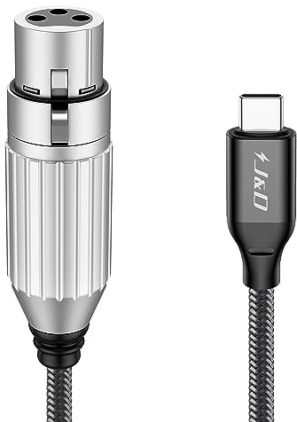 J&D Cavo Audio Microfonico da USB C a XLR, Cavo Microfonico Intrecciato da USB C a XLR Femmina per Registrazione Audio, Microfono Dinamico, Compatibile con iPhone 15/15 Plus/15 Pro/15 Pro Max, 3 m