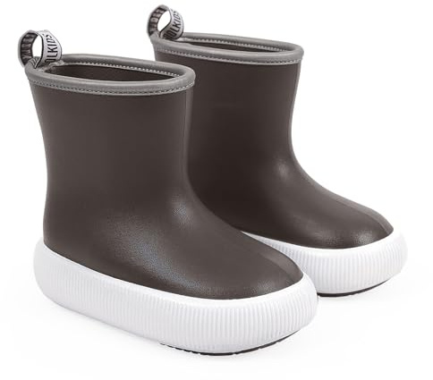 PERLETTI Bottes de Pluie Enfant avec Semelle Èpaissie Antidérapant - Bottines Réfléchissantes Petit Garçon Fille - Galoches Imperméables École Maternelle Garcon Fillette 3 4 5 6 Ans (Noir, 24/25 EU)