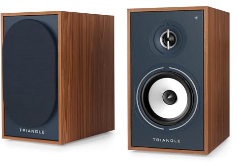 Triangle - Enceintes Actives BOREA BR02 Connect - Enceintes Bibliothèque Bluetooth avec Amplificateur 2X 50W - Audio HD - Entrées Phono/Platine TV Arc & USB - 176 x 310 x 274 mm - Bleu (Paire)