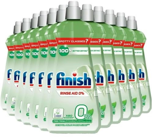 Finish Dishwasher Rinse Liquid Zero Percent, Bulk Buy 12 x 400ml