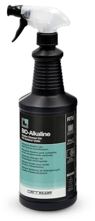 ERRECOM Bio Alkaline detergente alcalino tensioactivos biodegradables limpieza aire acondicionado exteriores, botella pulverizadora con gatillo chorro regulable con/sin espuma 1L, guantes desechables