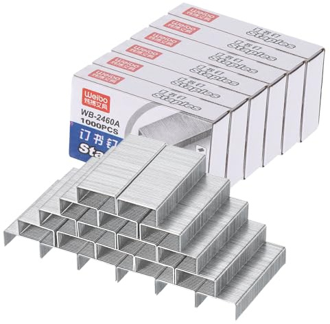 PATIKIL Agrafes Standard 24/6, 6 Boîtes de 6000 Pcs, Longueur de Jambe de 1/4, Pointe Plate à Enclume Sans Bourrage pour Agrafeuse de Bureau, Fournitures de Bureau à Domicile, Argenté