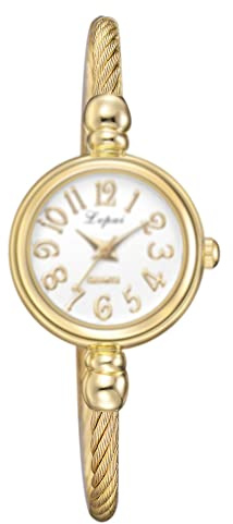 GANDUNQI Montre Bracelet Simple pour Femmes, Montre en Alliage à ChaîNe Fine, Montre à Quartz pour Femmes, Montre DéCorative sans Fermoir à La Mode
