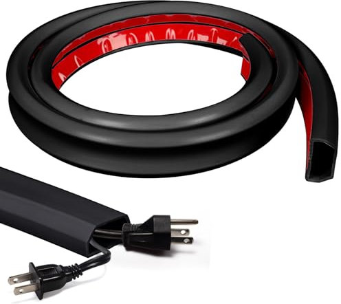 Inscrip Canale flessibile per cavi, autoadesivo, per pavimento, flessibile, protezione per cavi, facile da tagliare, montaggio per tutti i cavi di alimentazione a casa, ufficio, scuola, posizione