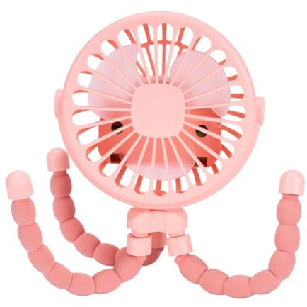 Osmond Mini Ventilatore Silenzioso Portatile Rosa Ricaricabile Tramite USB A 3 velocità Regolabile con Funzione di Illuminazione per Passeggino Seggiolino Auto