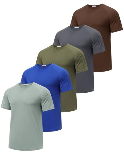 PINSPARK 5-Pack Sports T-Shirts Men's Functional Shirt Short Sleeve Running Shirt Quick-Drying Breathable Training Shirt Fitness