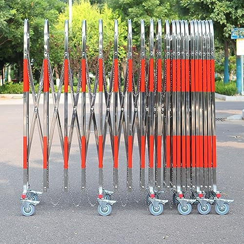 Cancello di sicurezza pieghevole in metallo con ruote, recinzione retrattile in acciaio inox, barriera di sicurezza mobile pieghevole, barriera di parcheggio espandibile, per garage stradali all'ape