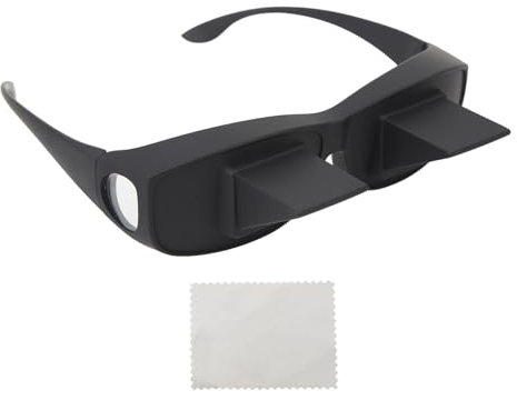 Occhiali Pigri con Prisma di Rifrazione da 90 Gradi, Occhiali in Vetro Ottico per Leggere Sdraiati, Guardare la TV, Adatti per gli Appassionati di attività All'aperto, Neri