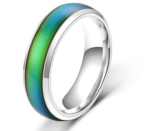 Oneress Platinbeschichteter Edelstahl Stimmungsring, Temperaturverändernder Verlobungsring für Männer und Frauen, Vintage Mode Schmuck Y1854 Weiß 12