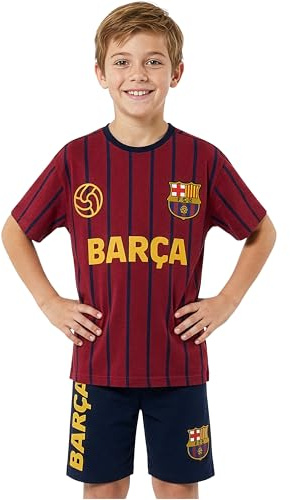 Get Trend FC Barcelona Pijama Niño 7-14 Años, Conjunto Verano Niño, Camiseta Manga Corta y Pantalón Corto 100% Algodón, Regalo Futbol (Barcelona, Burdeos/Azul Marino, 7-8 Años)