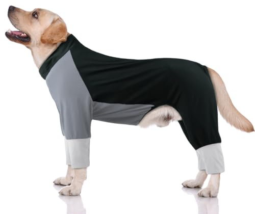 Hjumarayan Pijama Perro Grande, Body Perro Post Cirugía Body Quirurgico Elástico Mono con Cremallera Trasera, Cobertura Total Traje Postoperatorio Fresco y Cómodo para Paseos, Gris 5XL