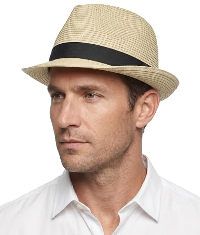 Zylioo 2XL XL XL L halmfedora-hatt, kubansk hatt med kort kant, packbar sommar Trilby hatt hatt hatt för strandresor, Kubansk-beige, S-L
