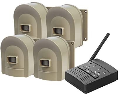 HOSMART 1/2 Mile Long Range Wireless Driveway Motion Alarm System Outdoor Weatherproof Motion Sensor & Detector (1 Base Receiver and 4 Tan Sensors)