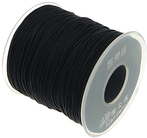 My-Bead Cordon en Nylon Noir 1 mm Bobine 90 m Fil Solide pour Bijoux DIY Macramé Bracelets Colliers Bricolage