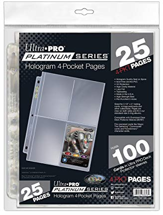 Ultra Pro 3.5 x 5 Card Sleeves Platinum Series 4-Pocket Pages, 25 Pack