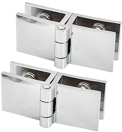 Zinc Hinge for 5-8mm Glass, Wall-to-Glass Clamps Cabinet Bathroom Bilateral Clip Fixing Clip Without Drilling (2PCS/180 Degree Bilateral)