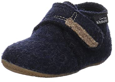Living Kitzbühel Krabbelschuhe Baby - Weiche Hausschuhe aus Wolle - Isolierend, Atmungsaktiv & rutschfest - Handgefertigt in Europa Nachtblau, 19