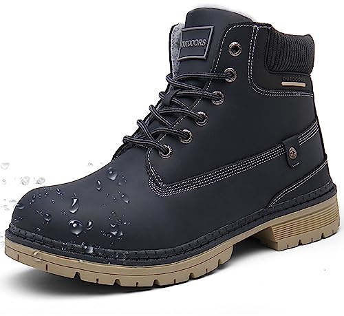 Stivali Invernali Uomo Donna Stivali da Neve Caldi Foderati Stivaletti Scarpe Inverno Trekking Outdoor, Blu, 39 EU