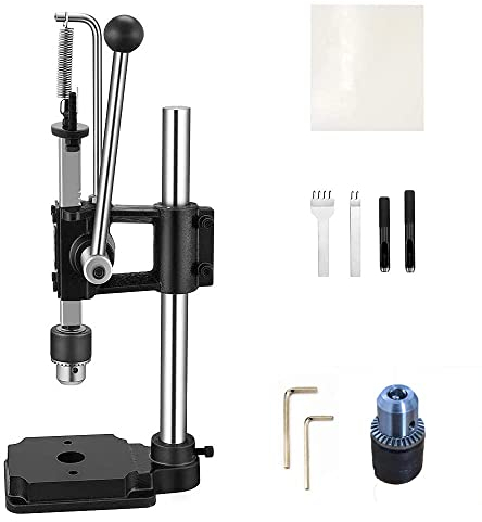 GUILOPOER Macchina per pressa a mano Pressa Manuale Punzonatrice Torchietto Punzone con Mandrino per Fori Goffratura Tacca in Pelle Alluminio Plastica Legno, Pressione mas: 160kg, Nero