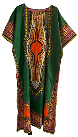 Dam 100 % bomull lång kaftan klänning sommar dashiki afrikanskt tryck en storlek lös baggy stil strandöverdrag