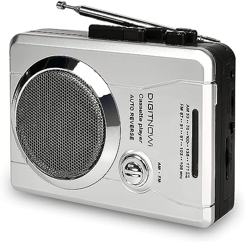 Reproductor de Cintas de Casette Individual Miniestéreo, Diseño Retro, Inalámbrico, Radio Am/FM y Voice Radio, Grabador de Casettes con Auriculares