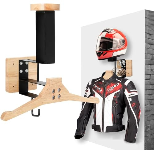 MIDINGCHAI Support Casque Moto, Porte Casque Moto Mural pour Accrocher Le Casque et la Veste de Moto au Mur, Support Mural pour Gilet Tactique (Compact)
