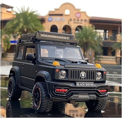 Motorfahrzeuge Replika Auto 1:18 Legierung Druckguss Auto Modell Für Suzuki Jimny SUV Simulation Proportional Sound Und Licht Spielzeug Auto Originalgetreue Nachbildung (Color : Black)