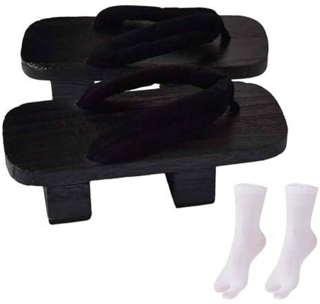 Baoblaze Zoccoli in Legno Giapponesi Scarpe Giapponesi Geta Sandali Da Doccia Infradito Tradizionali Casual per Uomo Donna Sandali Pantofole Da Viaggio, nero, 40