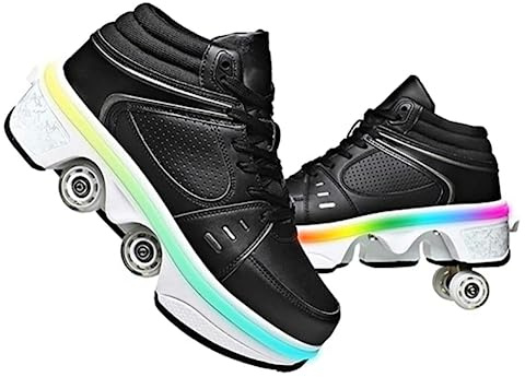 Zapatos con Ruedas para Niños Y Niña, Multiusos Zapatillas con ruedascon Led Luces, Zapatillas de Skateboard