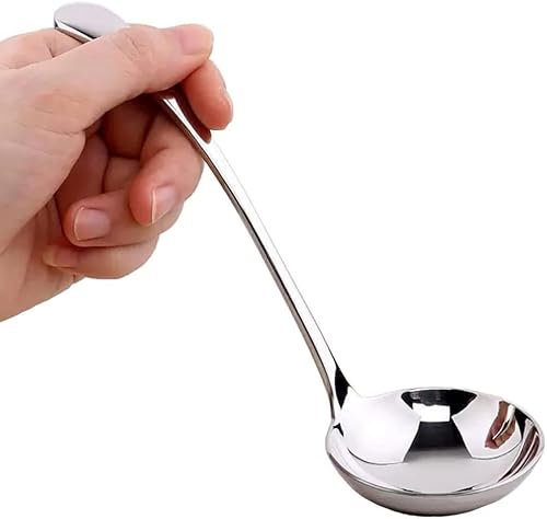 Rostfritt stål soppslev, silver serveringssked för såser och soppa, liten slev av rostfritt stål för buljong, såser och servering