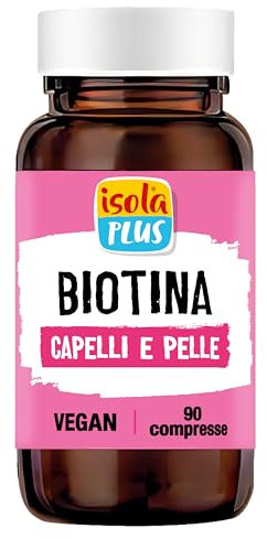 ISOLA PLUS Biotina, Integratore Alimentare per Capelli, Pelle e Unghie, 90 Compresse da 310mg ad Alto Dosaggio, Vegano