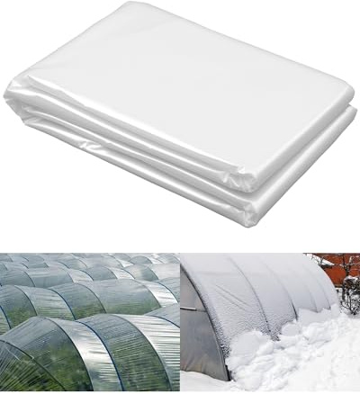Yubpaiy Lámina de polietileno transparente resistente de 2 m x 5 m, 70 g/m², cubierta de plástico impermeable extra gruesa para invernadero, agricultura, jardín, trabajos de pintura, protección de