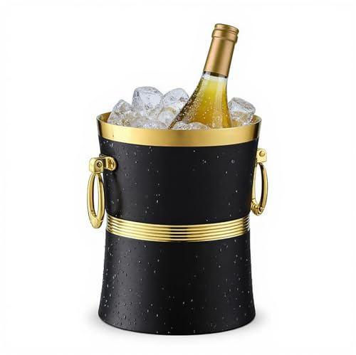 Gold Wine Chiller Bucket for Bottle 750ml White Wine Cooler, Insulated Champagne Beer Ice Chiller Keep Wine & Beverage Cold