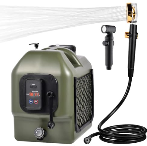 OYOOQO Portable Camp Shower 5-Gallon 2/5/8 Hours Battery Life Cordless Electric Rechargeable Food-Grade Water Tank for Camping Pressure Washer for Garden & Pet Cleaning
