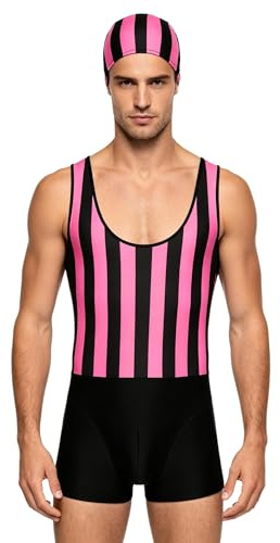 HULIJA Sport Leotard badmode för män randigt tryck skinny stretchig jockstrap brottning singlet boxer brottning singlets stående outfit