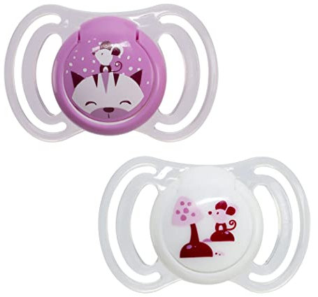 Neobaby Succhietto Light con Tettina Anatomica in Silicone Medio 6 Mesi+ 2 Pezzi, Rosa